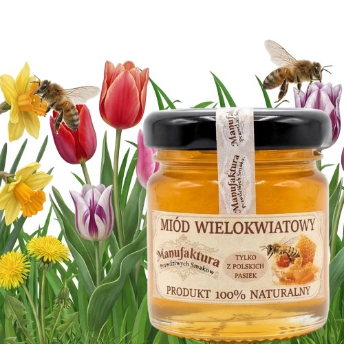 Naturalny MIÓD WIELOKWIATOWY 40 g mały miodek na prezent Polskie Pasieki