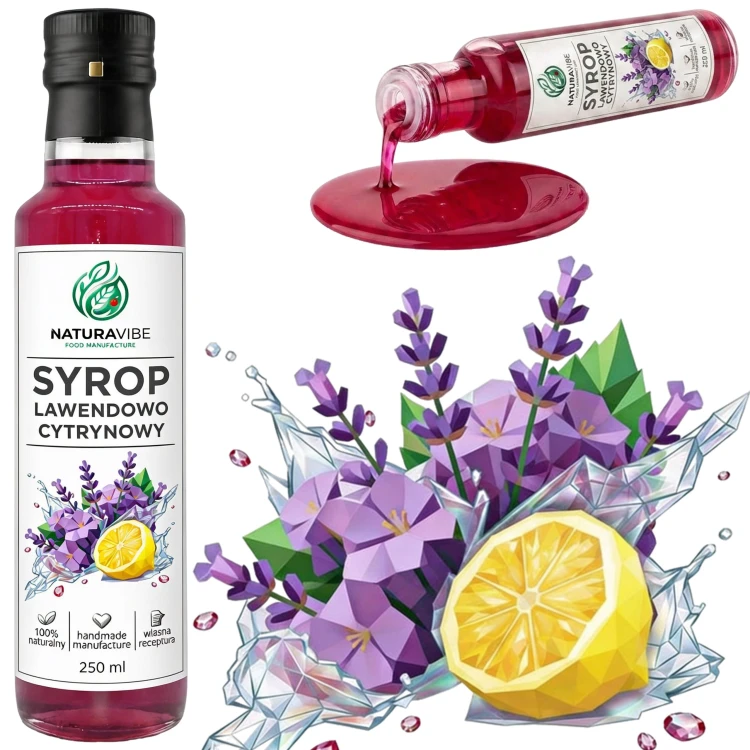 SYROP Z KWIATÓW LAWENDY I OWOCÓW CYTRYNY 250ml 100% NATURALNY