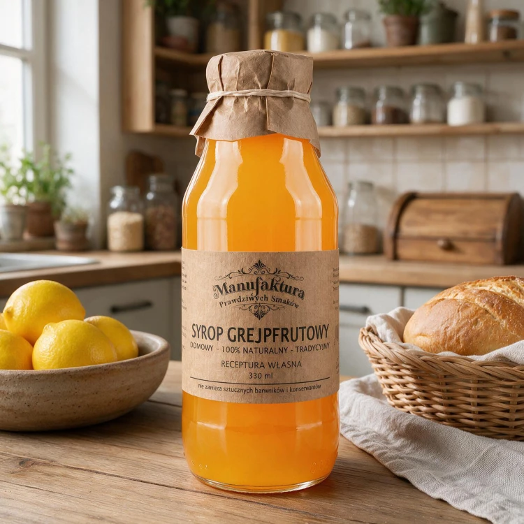 SYROP Z OWOCÓW GREJPFRUTA 330ml 100% NATURALNY MANUFAKTURA PRAWDZIWYCH SMAKÓW