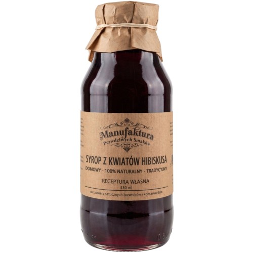 SYROP Z KWIATÓW HIBISKUSA 330ml 100% NATURALNY MANUFAKTURA PRAWDZIWYCH SMAKÓW