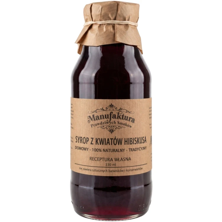 SYROP Z KWIATÓW HIBISKUSA 330ml 100% NATURALNY MANUFAKTURA PRAWDZIWYCH SMAKÓW