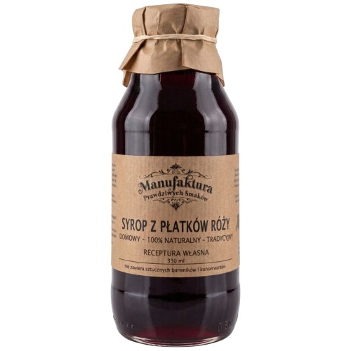 SYROP Z PŁATKÓW RÓŻY DAMASCEŃSKIEJ 330ml 100% NATURALNY MANUFAKTURA PRAWDZIWYCH SMAKÓW