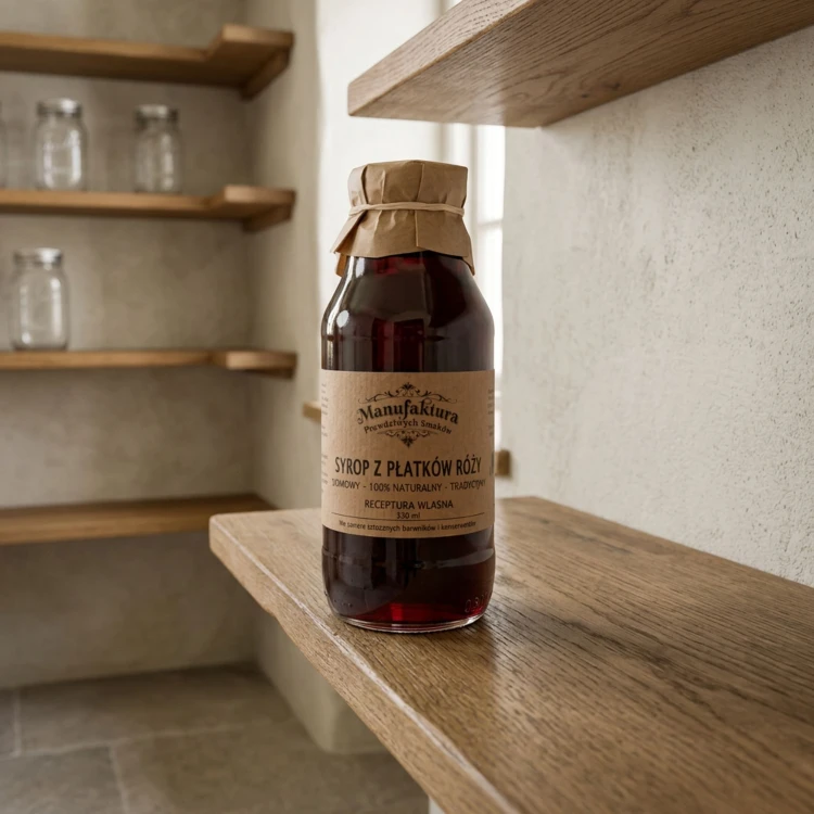 SYROP Z PŁATKÓW RÓŻY DAMASCEŃSKIEJ 330ml 100% NATURALNY MANUFAKTURA PRAWDZIWYCH SMAKÓW