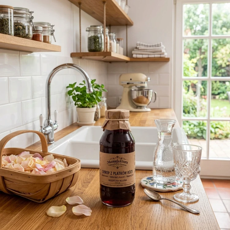 SYROP Z PŁATKÓW RÓŻY DAMASCEŃSKIEJ 330ml 100% NATURALNY MANUFAKTURA PRAWDZIWYCH SMAKÓW