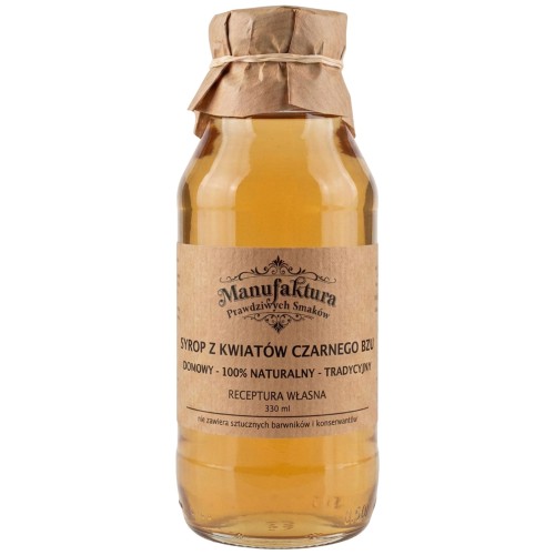 SYROP Z KWIATÓW CZARNEGO BZU 330ml 100% NATURALNY MANUFAKTURA PRAWDZIWYCH SMAKÓW
