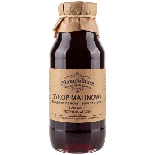 SYROP Z OWOCÓW MALINY 330ml 100% NATURALNY MANUFAKTURA PRAWDZIWYCH SMAKÓW