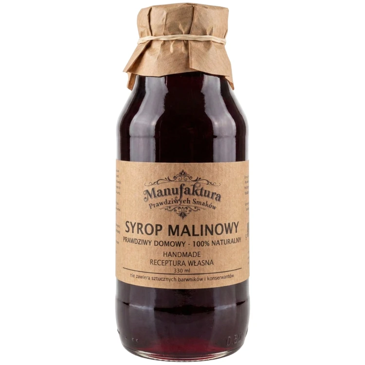 SYROP Z OWOCÓW MALINY 330ml 100% NATURALNY MANUFAKTURA PRAWDZIWYCH SMAKÓW