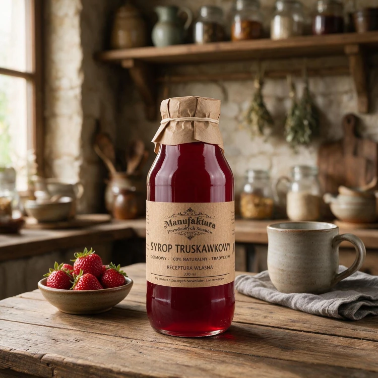 SYROP TRUSKAWKOWY 330ml 100% NATURALNY MANUFAKTURA PRAWDZIWYCH SMAKÓW