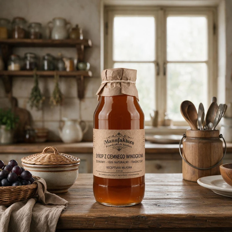 SYROP Z CIEMNEGO WINOGRONA 330ml 100% NATURALNY MANUFAKTURA PRAWDZIWYCH SMAKÓW