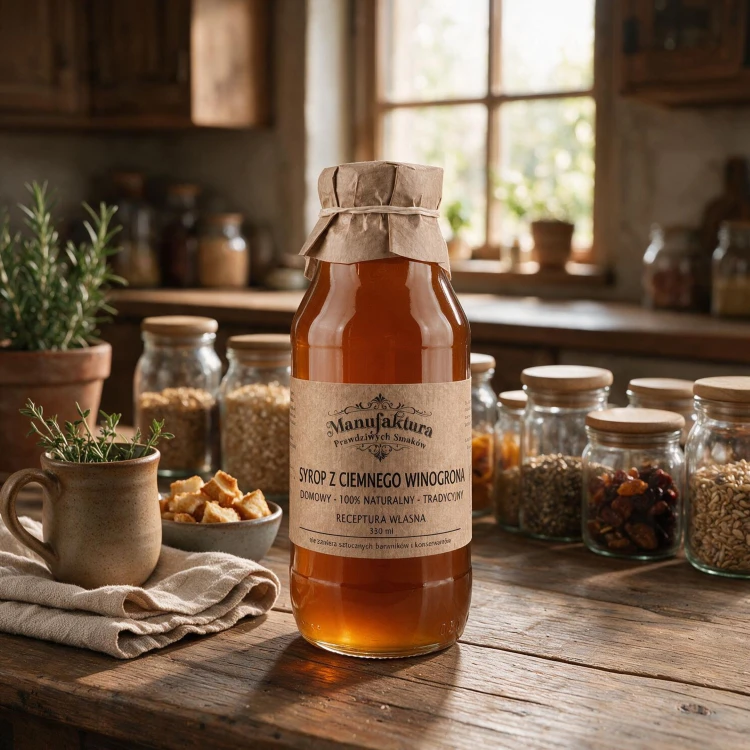 SYROP Z CIEMNEGO WINOGRONA 330ml 100% NATURALNY MANUFAKTURA PRAWDZIWYCH SMAKÓW