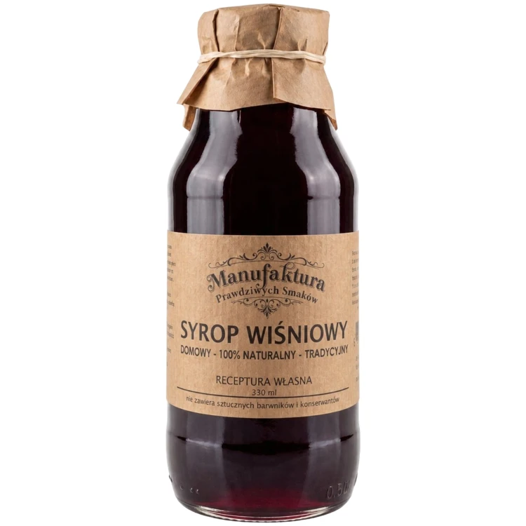 SYROP Z OWOCÓW WIŚNI 330ml 100% NATURALNY MANUFAKTURA PRAWDZIWYCH SMAKÓW