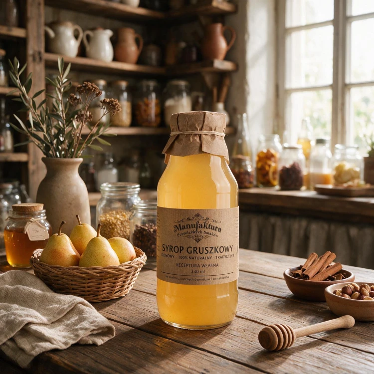 SYROP Z OWOCÓW GRUSZKI 330ml 100% NATURALNY MANUFAKTURA PRAWDZIWYCH SMAKÓW