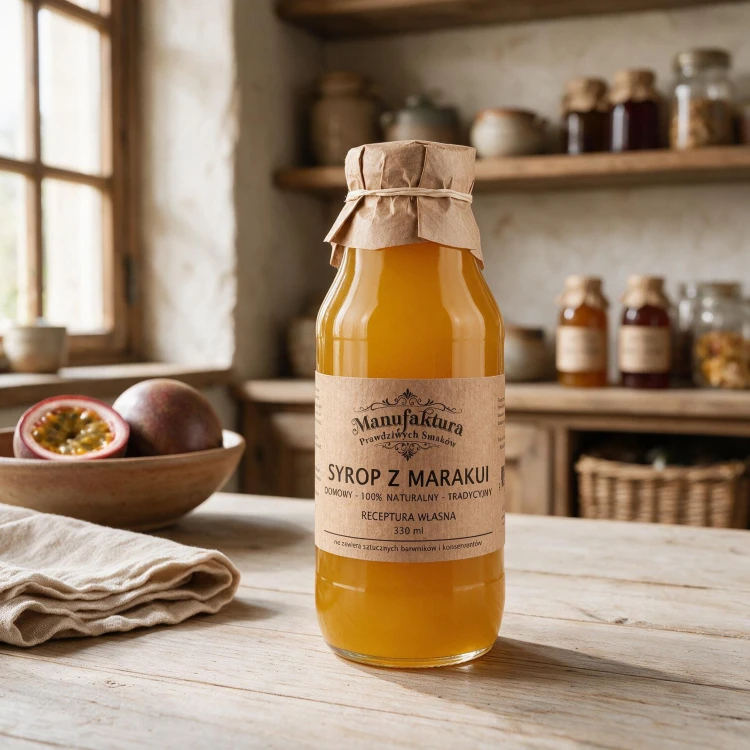 SYROP Z OWOCÓW MARAKUI 330ml 100% NATURALNY MANUFAKTURA PRAWDZIWYCH SMAKÓW