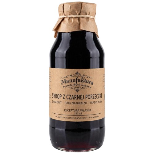 SYROP Z OWOCÓW CZARNEJ PORZECZKI 330ml 100% NATURALNY MANUFAKTURA PRAWDZIWYCH SMAKÓW