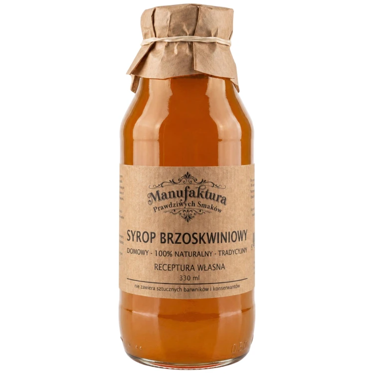 SYROP BRZOSKWINIOWY 330ml 100% NATURALNY MANUFAKTURA PRAWDZIWYCH SMAKÓW