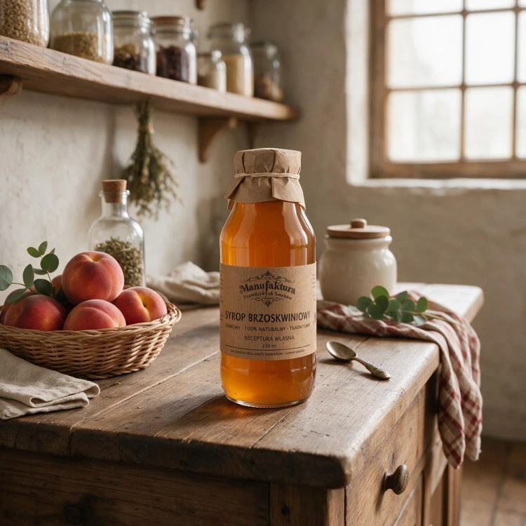 SYROP BRZOSKWINIOWY 330ml 100% NATURALNY MANUFAKTURA PRAWDZIWYCH SMAKÓW