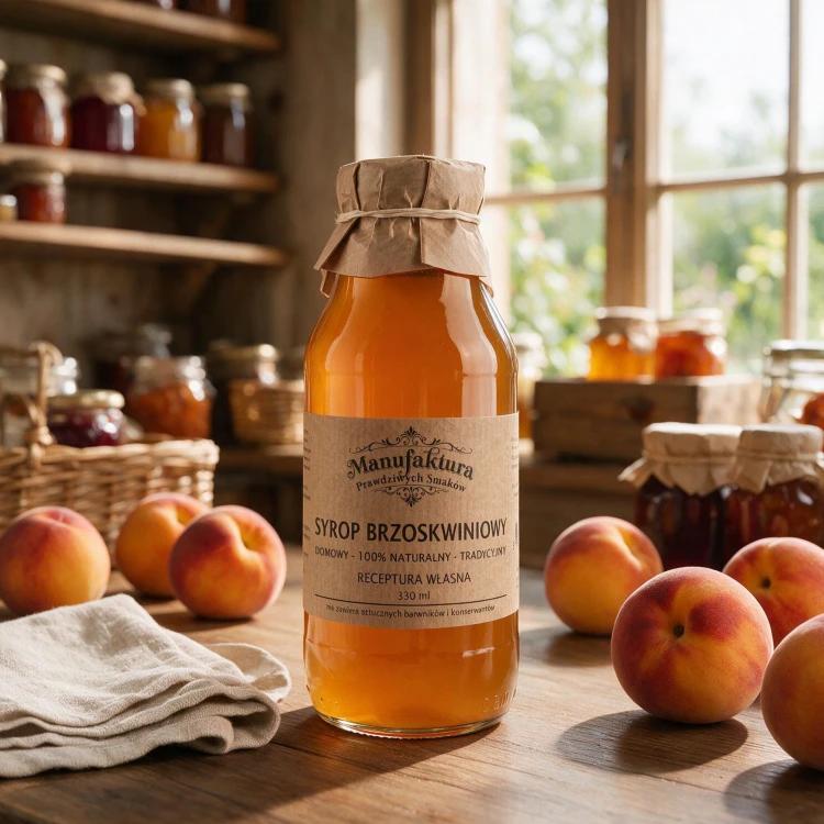 SYROP BRZOSKWINIOWY 330ml 100% NATURALNY MANUFAKTURA PRAWDZIWYCH SMAKÓW
