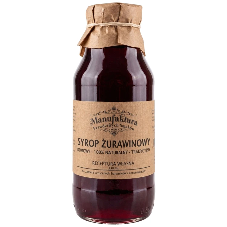 SYROP ŻURAWINOWY 330ml 100% NATURALNY MANUFAKTURA PRAWDZIWYCH SMAKÓW