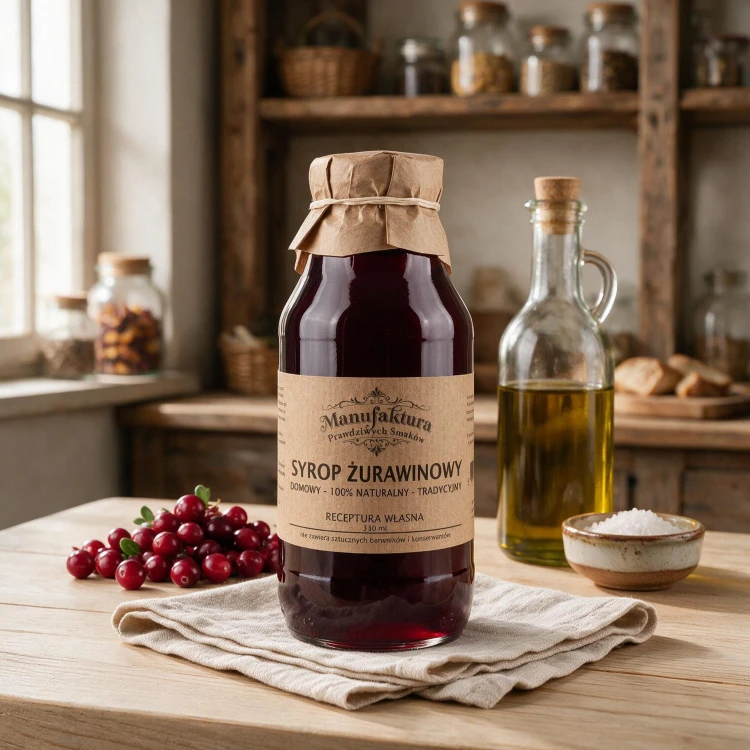 SYROP ŻURAWINOWY 330ml 100% NATURALNY MANUFAKTURA PRAWDZIWYCH SMAKÓW