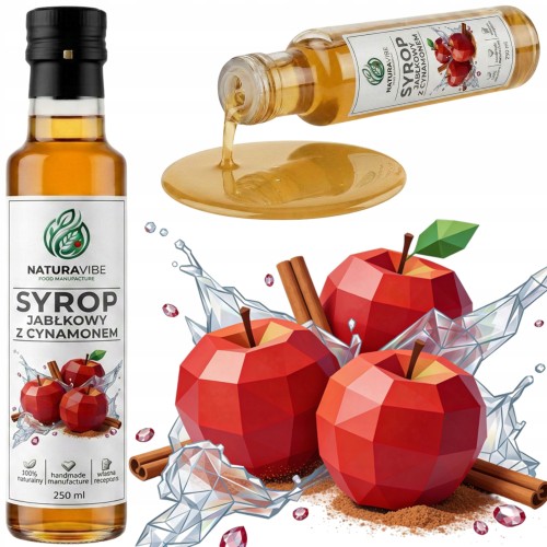 SYROP JABŁKOWO-CYNAMONOWY 250 ml PYSZNY ZDROWY 100% NATURALNY ORZEŹWIAJĄCY