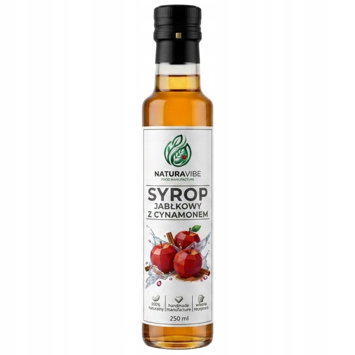 SYROP JABŁKOWO-CYNAMONOWY 250 ml PYSZNY ZDROWY 100% NATURALNY ORZEŹWIAJĄCY