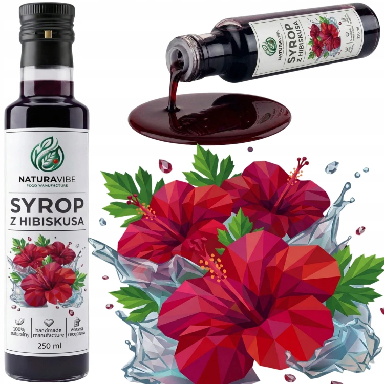 SYROP Z KWIATÓW HIBISKUSA 250 ml DOMOWA MANUFAKTURA pyszne zdrowe natura