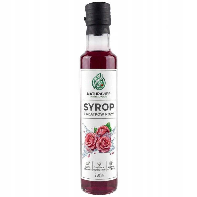 SYROP Z PŁATKÓW RÓŻY RÓŻANY 250 ml 100% NATURALNY HANDMADE MANUFAKTURA