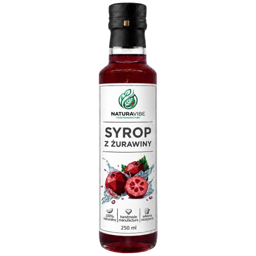 SYROP Z ŻURAWINY 250ml ŻURAWINOWY intensywny smak HANDMADE 100% naturalny