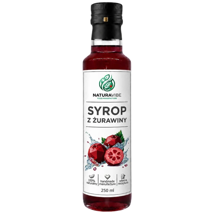 SYROP Z ŻURAWINY 250ml ŻURAWINOWY intensywny smak HANDMADE 100% naturalny