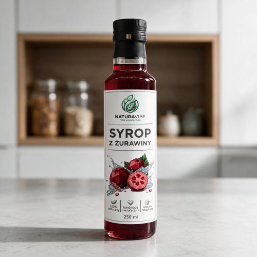 SYROP Z ŻURAWINY 250ml ŻURAWINOWY intensywny smak HANDMADE 100% naturalny