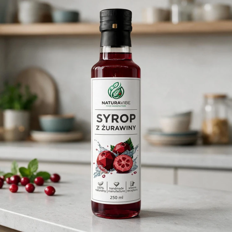 SYROP Z ŻURAWINY 250ml ŻURAWINOWY intensywny smak HANDMADE 100% naturalny