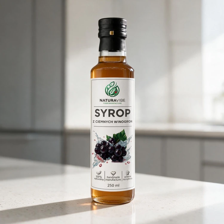 SYROP Z CIEMNEGO WINOGRONA 250ml WINOGRONOWY intensywny smak HANDMADE 100% naturalny