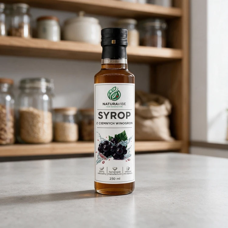 SYROP Z CIEMNEGO WINOGRONA 250ml WINOGRONOWY intensywny smak HANDMADE 100% naturalny