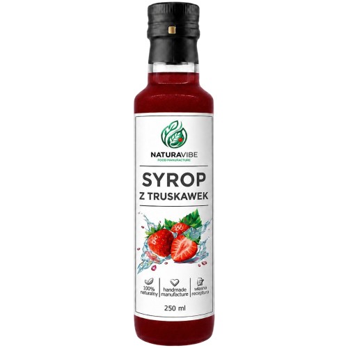 SYROP Z OWOCÓW TRUSKAWKI 250ml TRUSKAWKOWY intensywny smak HANDMADE 100% naturalny