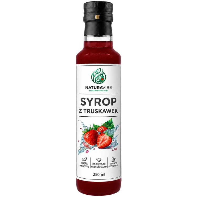 SYROP Z OWOCÓW TRUSKAWKI 250ml TRUSKAWKOWY intensywny smak HANDMADE 100% naturalny