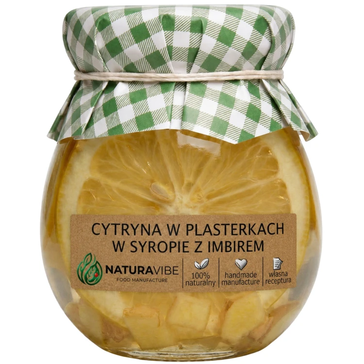 Cytryna w syropie z imbirem plastry cytryny 100% naturalna bez konserwantów 245ml