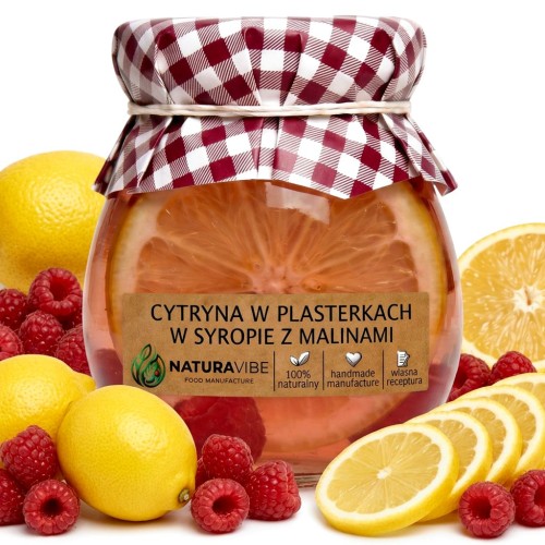 Cytryna plastry w syropie z malinami 100% naturalna bez konserwantów 245ml