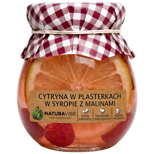 Cytryna plastry w syropie z malinami 100% naturalna bez konserwantów 245ml