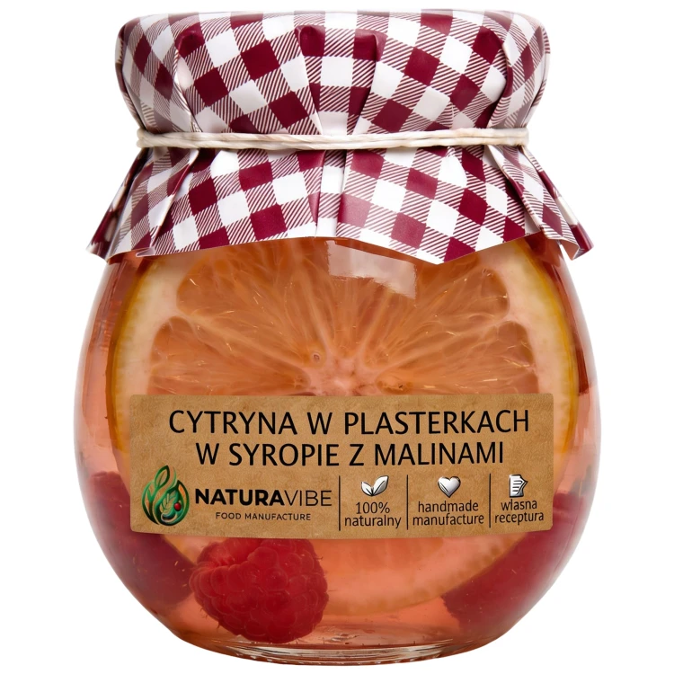 Cytryna plastry w syropie z malinami 100% naturalna bez konserwantów 245ml