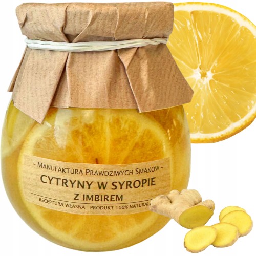 Cytryna w syropie z imbirem plastry cytryny 100% naturalna bez konserwantów 245ml