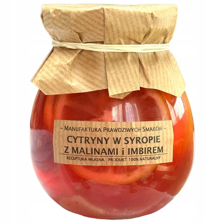 Cytryna w syropie z malinami i imbirem 100% naturalna bez konserwantów 245ml