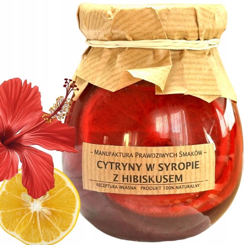 Cytryna plastry w syropie z hibiskusem 100% naturalna bez konserwantów 245ml