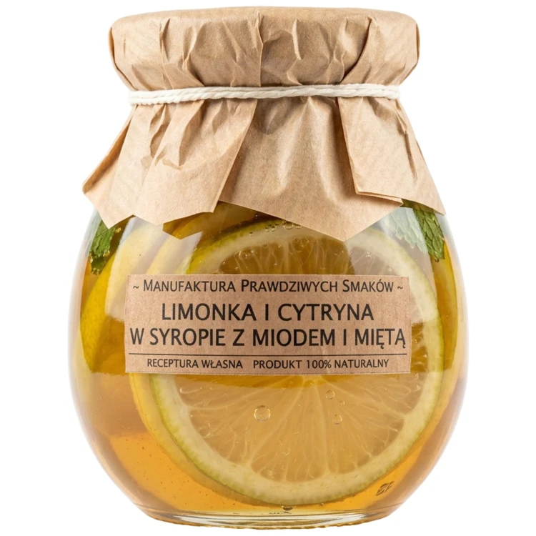 CYTRYNA  LIMONKA W SYROPIE Z MIODEM I MIĘTĄ produkt NATURALNY 245ml