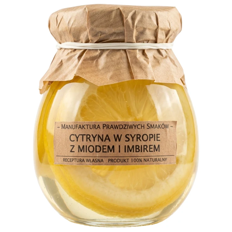 Cytryna w syropie z imbirem i miodem plastry cytryny 100% naturalna bez konserwantów 245ml