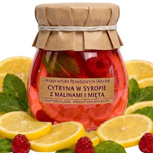 Cytryna w syropie z malinami i miętą 100% naturalna bez konserwantów 245ml
