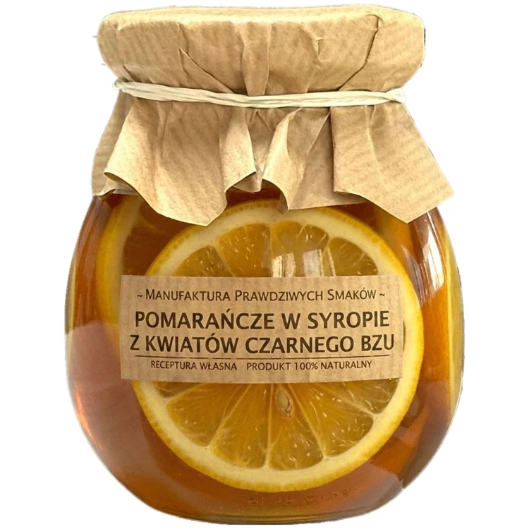 POMARAŃCZE AROMATYCZNE PLASTRY W SYROPIE Z KWIATÓW CZARNEGO BZU 100% NATURA