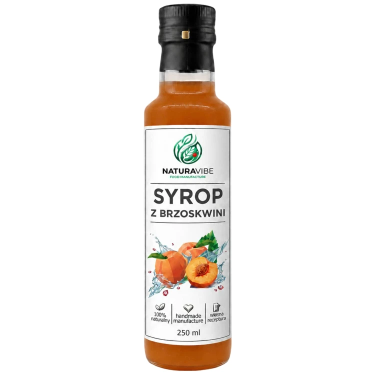 SYROP Z BRZOSKWINI BRZOSKWINIOWY 250ml intensywny smak HANDMADE 100% naturalny