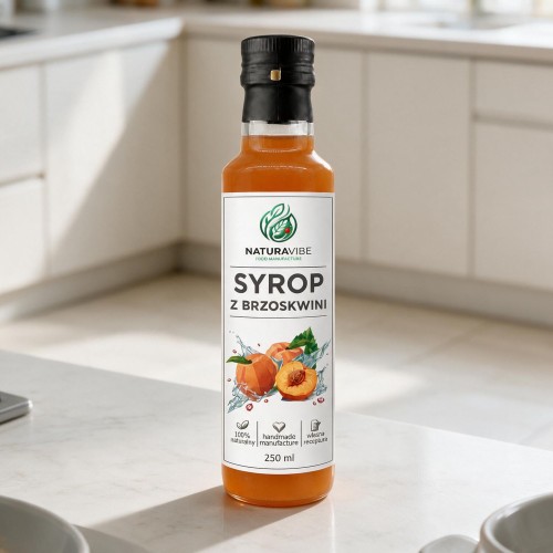 SYROP Z BRZOSKWINI BRZOSKWINIOWY 250ml intensywny smak HANDMADE 100% naturalny
