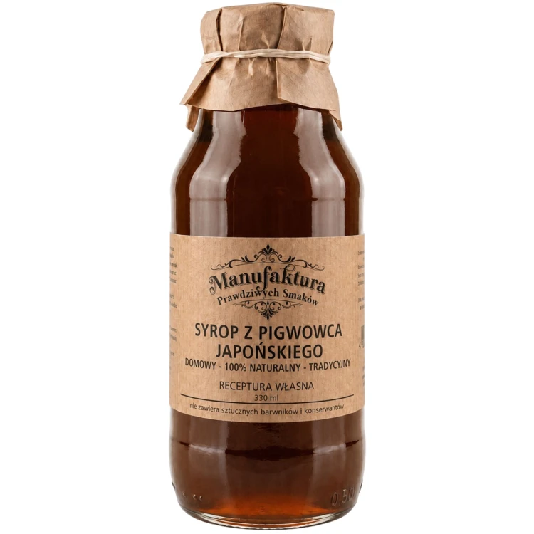 SYROP Z PIGWOWCA JAPOŃSKIEGO PIGWA 330ml 100% NATURALNY MANUFAKTURA PRAWDZIWYCH SMAKÓW