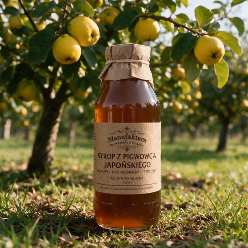 SYROP Z PIGWOWCA JAPOŃSKIEGO PIGWA 330ml 100% NATURALNY MANUFAKTURA PRAWDZIWYCH SMAKÓW